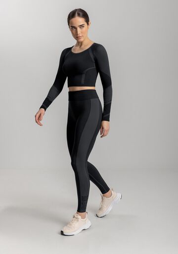 Calça Legging De Cintura Alta Em Malha Seamless Move, PRETO. Calça Legging De Cintura Alta Em Malha Seamless Move, PRETO, large.