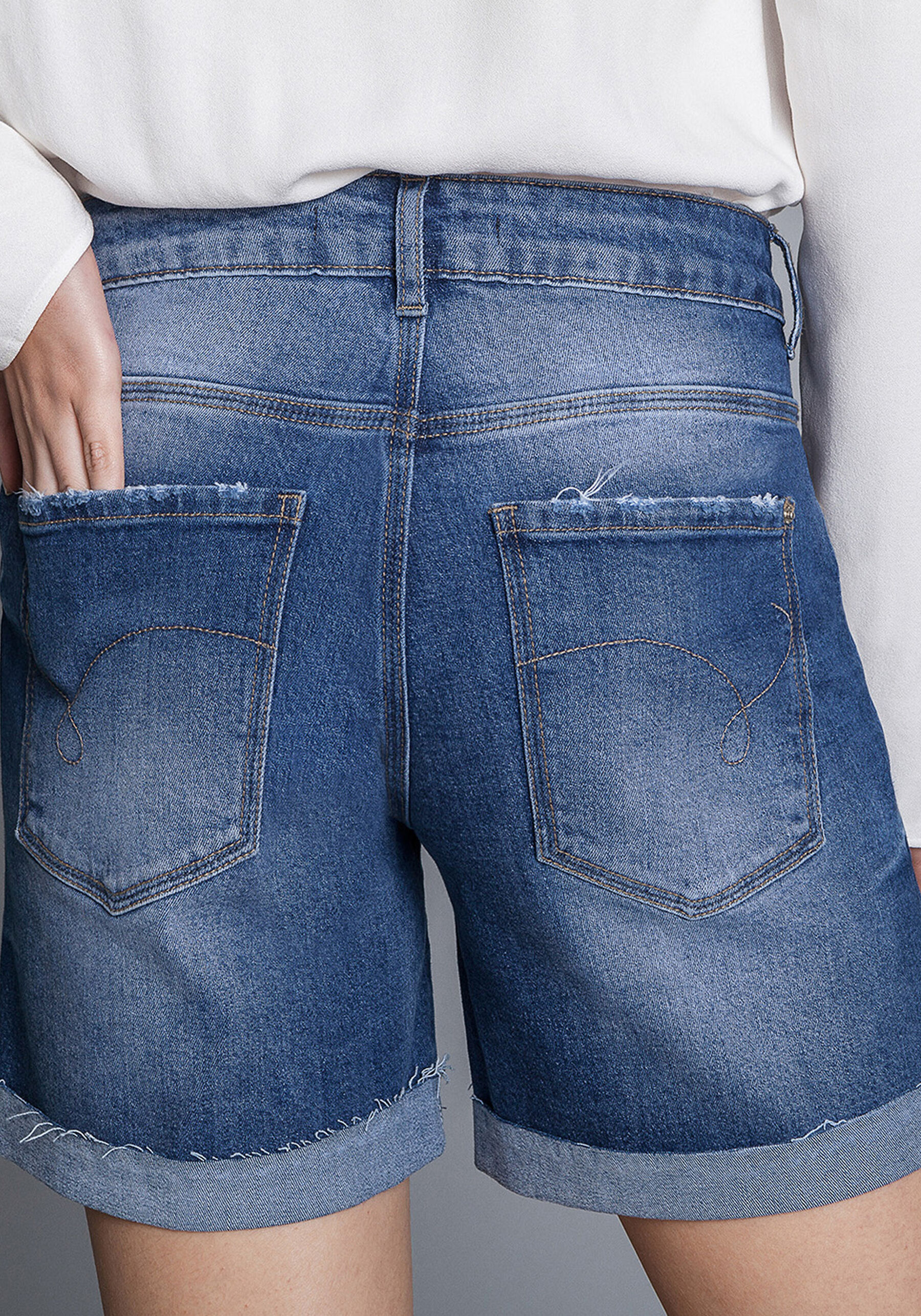 Bermuda Jeans Boyfriend Venice Lenço, JEANS. Bermuda Jeans Boyfriend Venice Lenço, JEANS, large.