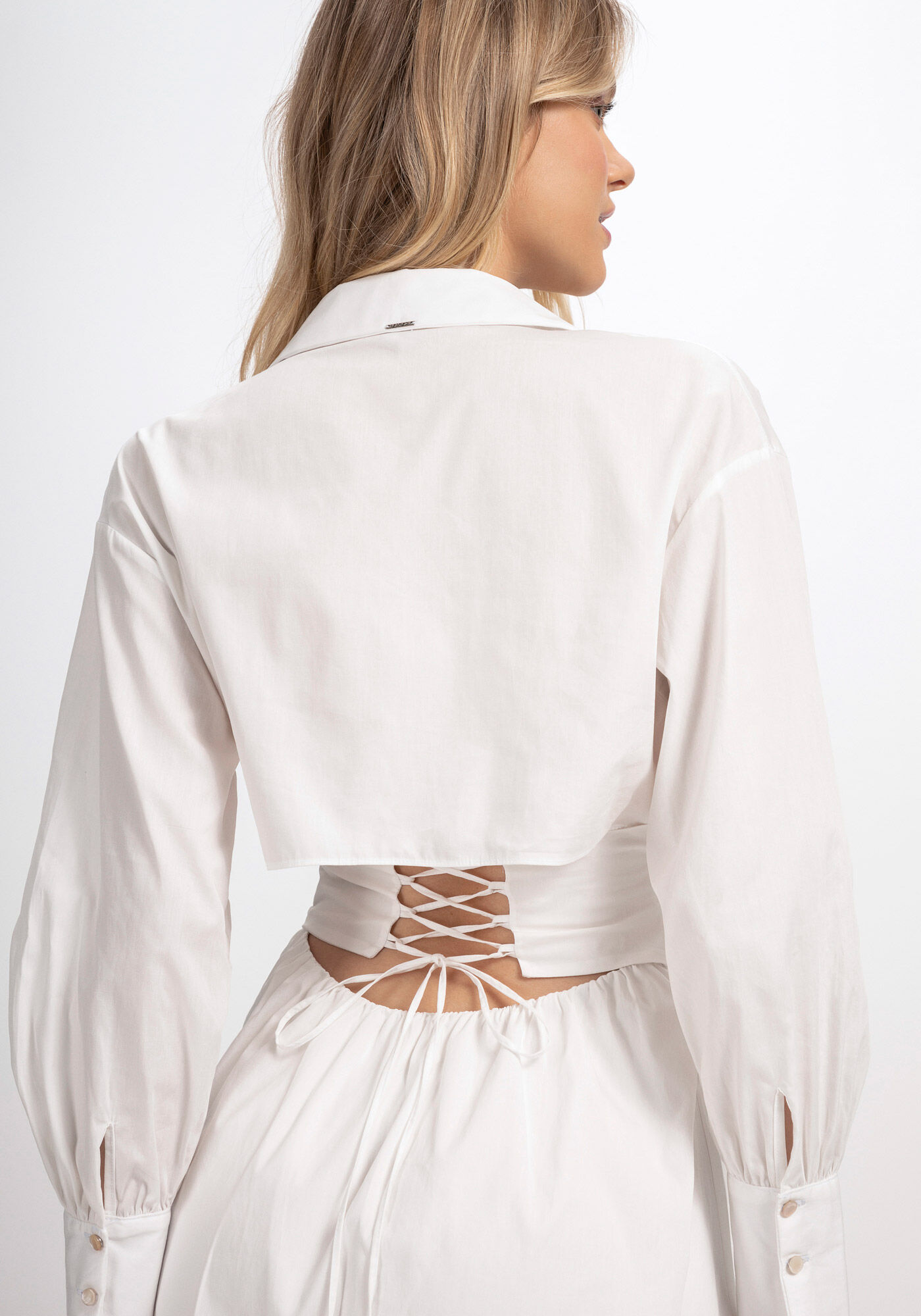 Vestido Manga Longa com Recorte Corset, , large.