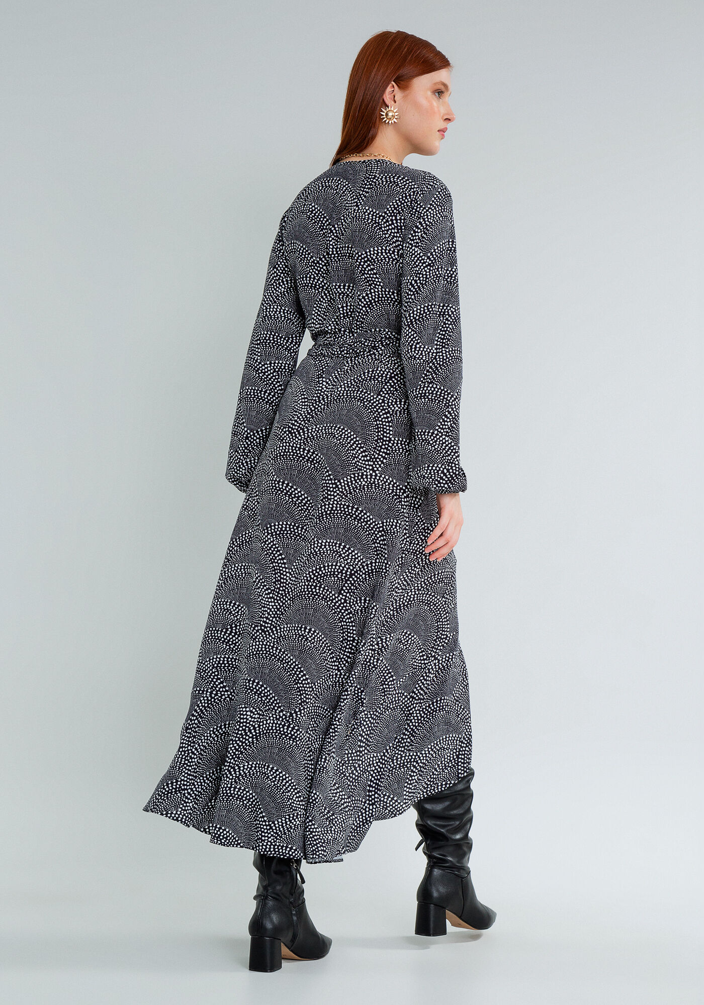 Vestido M&iacute;di Transpassado Estampa, IRRADIE, large.