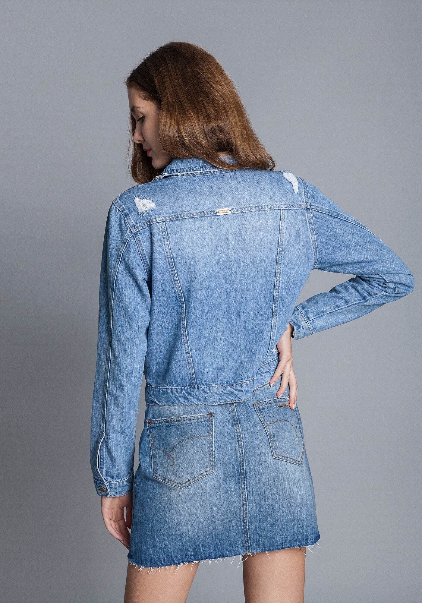 Saia Jeans Cintura Alta Cinto, JEANS, large.