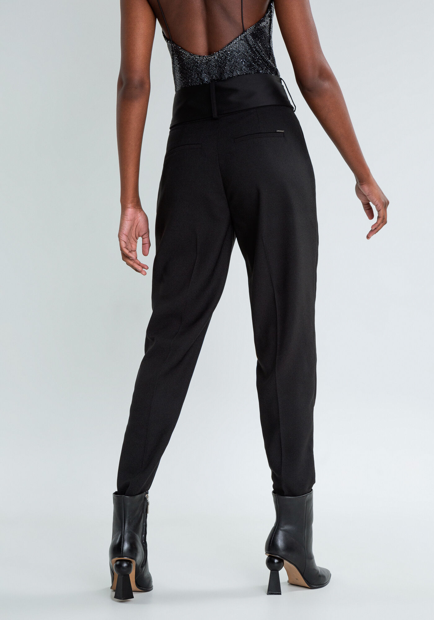 Cal&ccedil;a Cintura Alta Reta Cinto, PRETO, large.