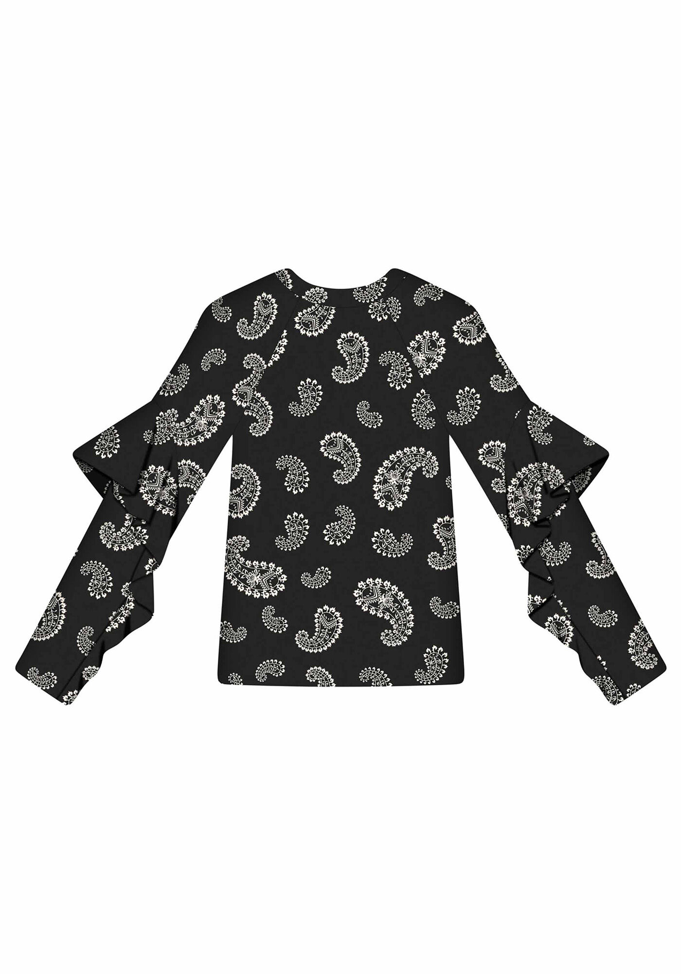 Blusa Manga Longa Babados Tecido, , large.