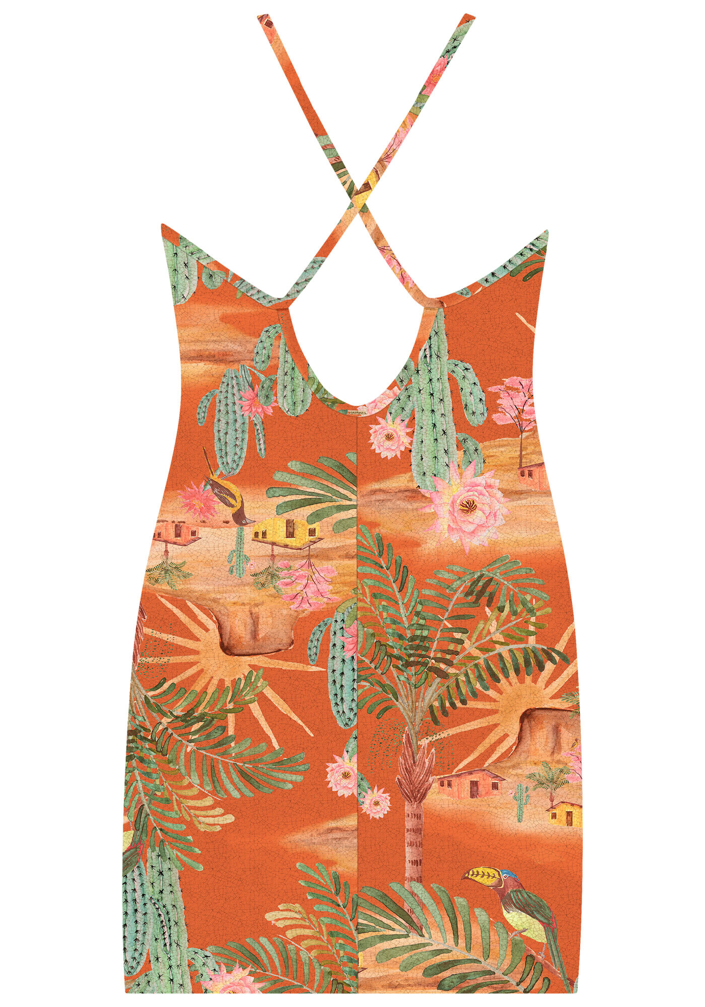 Vestido Estampado Canelado com Al&ccedil;as, , large.