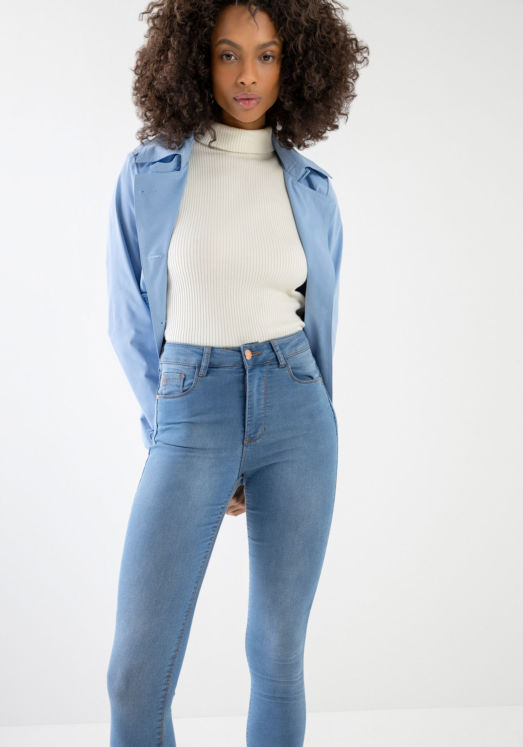 Calça Jeans Skinny Estonada Sustentável, JEANS. Calça Jeans Skinny Estonada Sustentável, JEANS, large.