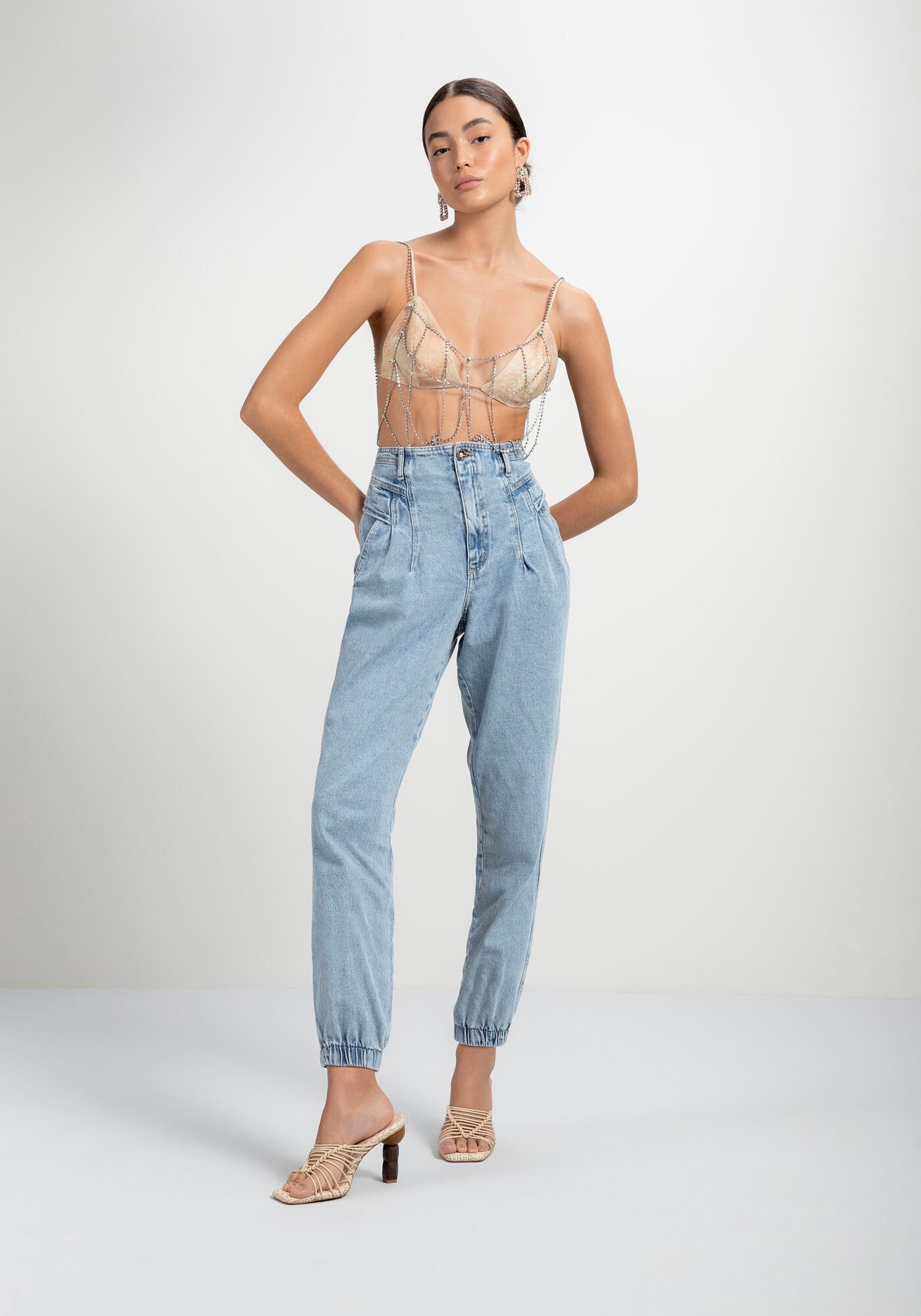 Cal&ccedil;a Jeans Jogging Cropped Recorte Bolsos, JEANS, large.