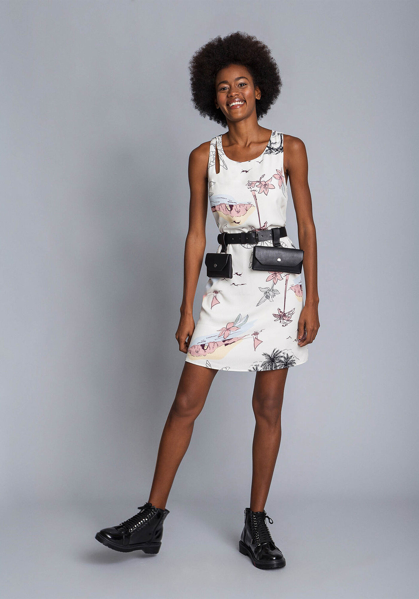 Vestido Recorte Gota Estampa Dream, , large.