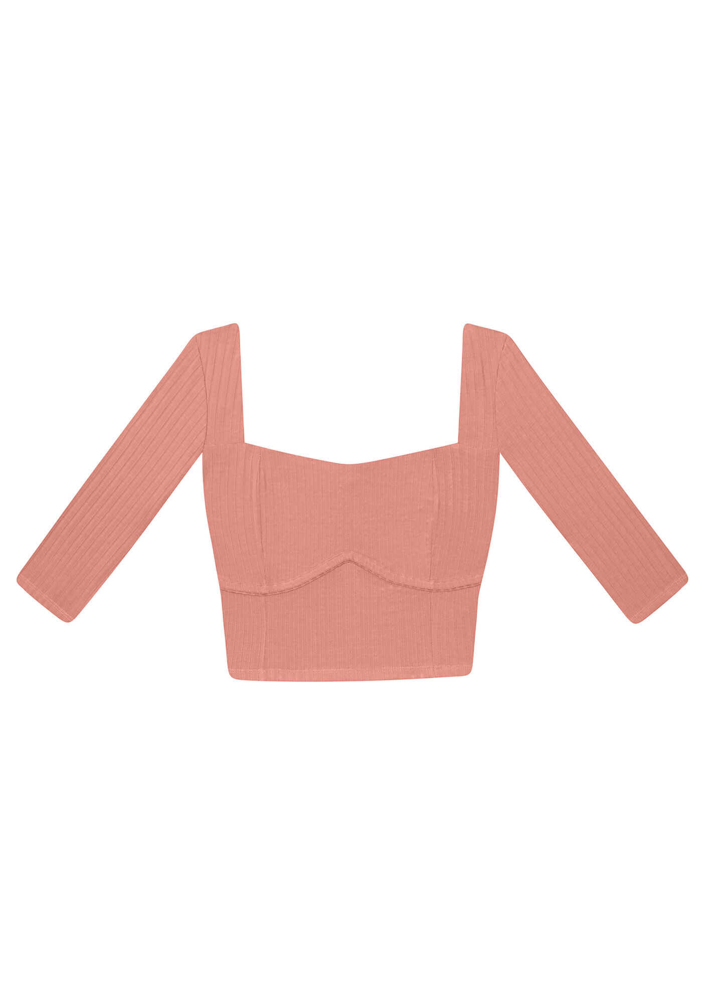 Blusa Malha Canelado Tracy Cropped, , large.