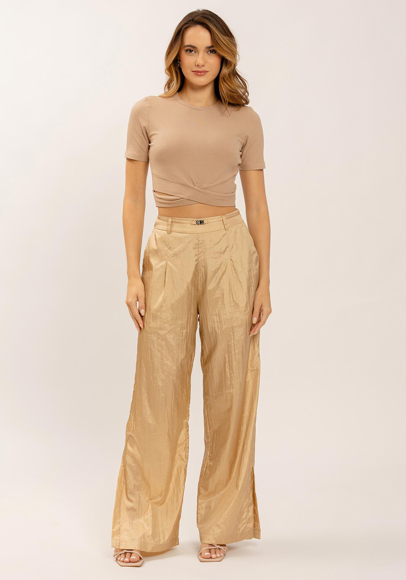 Blusa Cropped Canelada com Recorte Barra, , large.