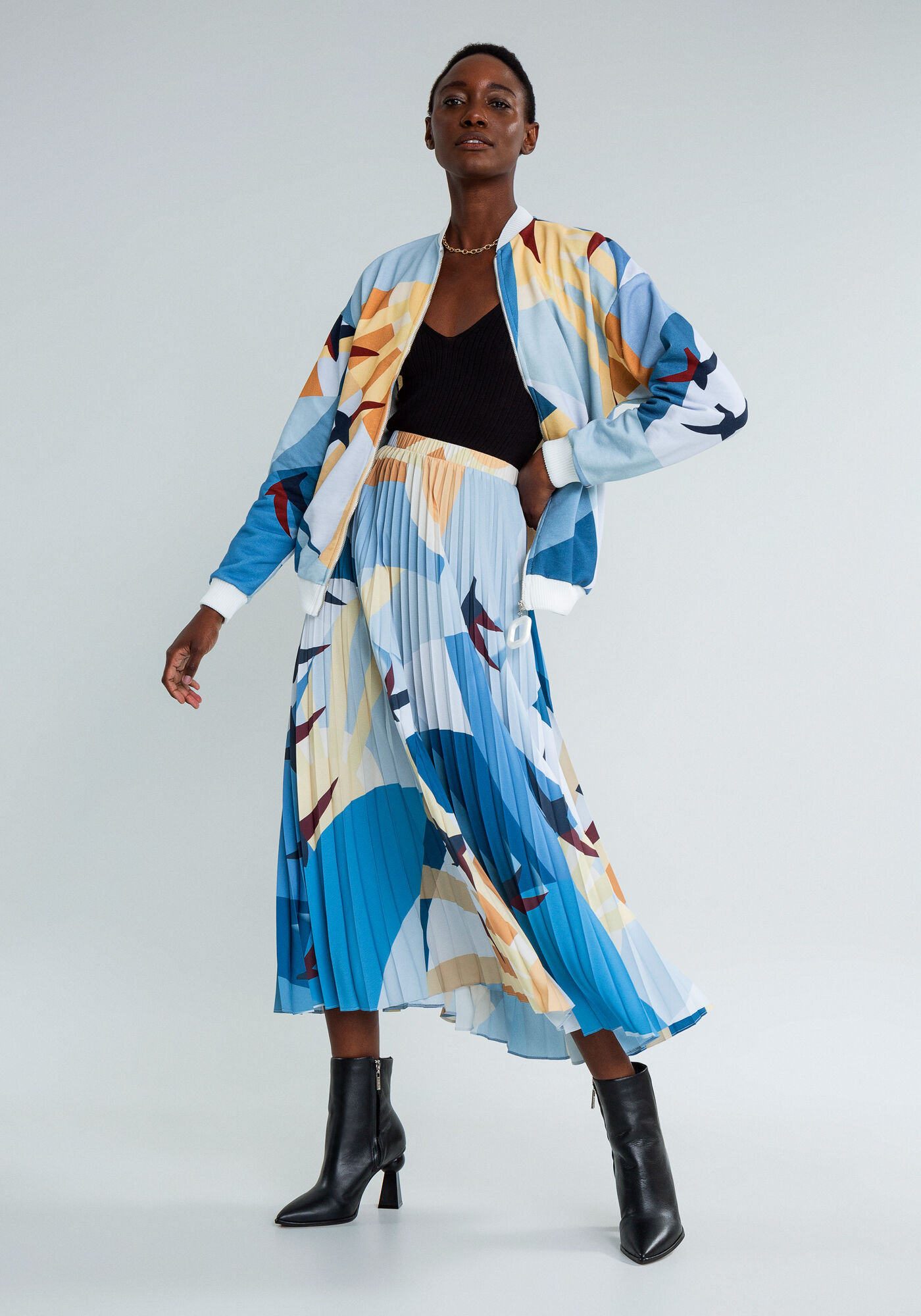 Saia M&iacute;di Plissada Estampa, MIGRACAO, large.