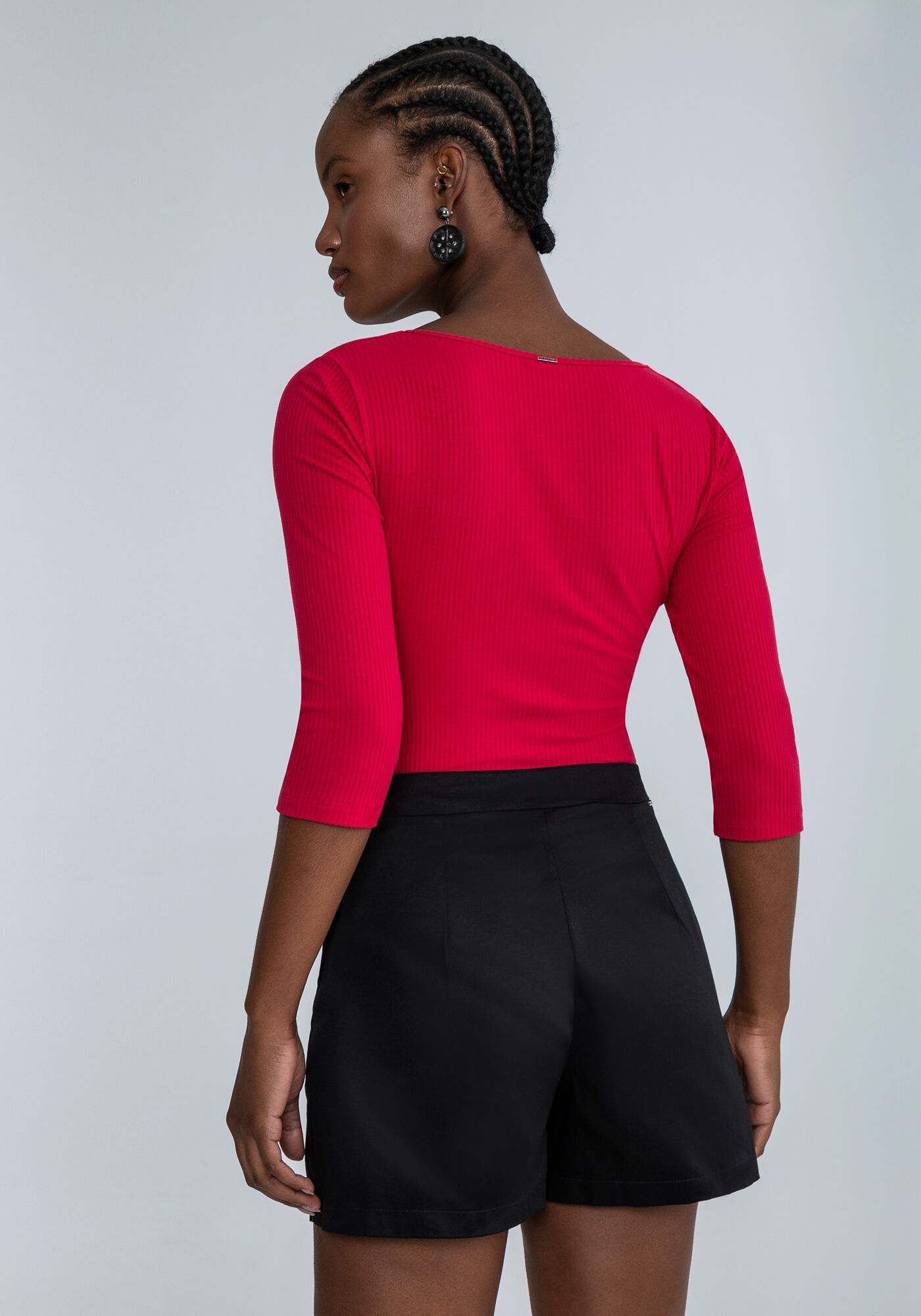 Body Manga 3/4 Transpassado, VERMELHO, large.