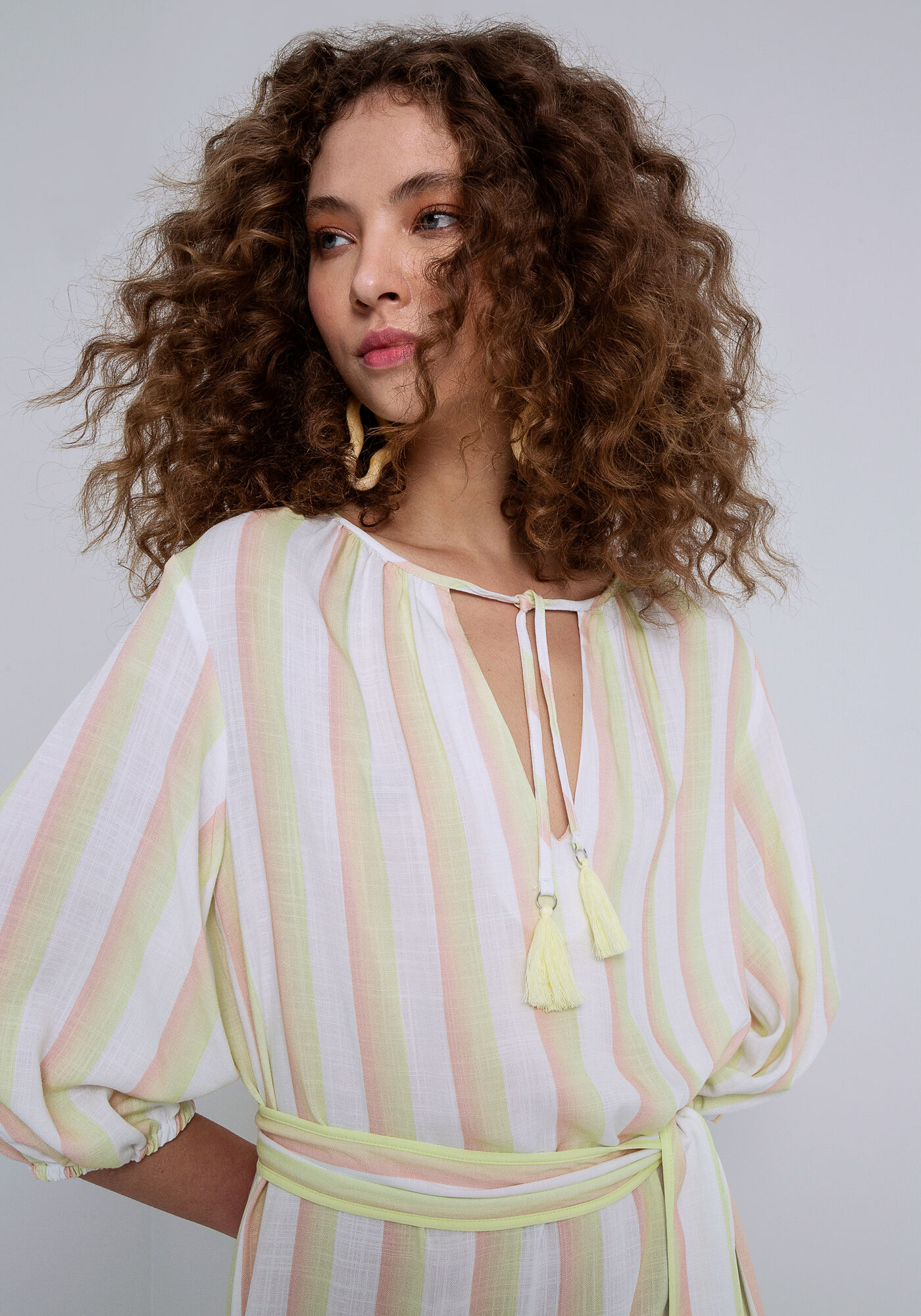 Vestido Midi em Tecido Rayon Twill com Fendas, BELO JARDIM, large.