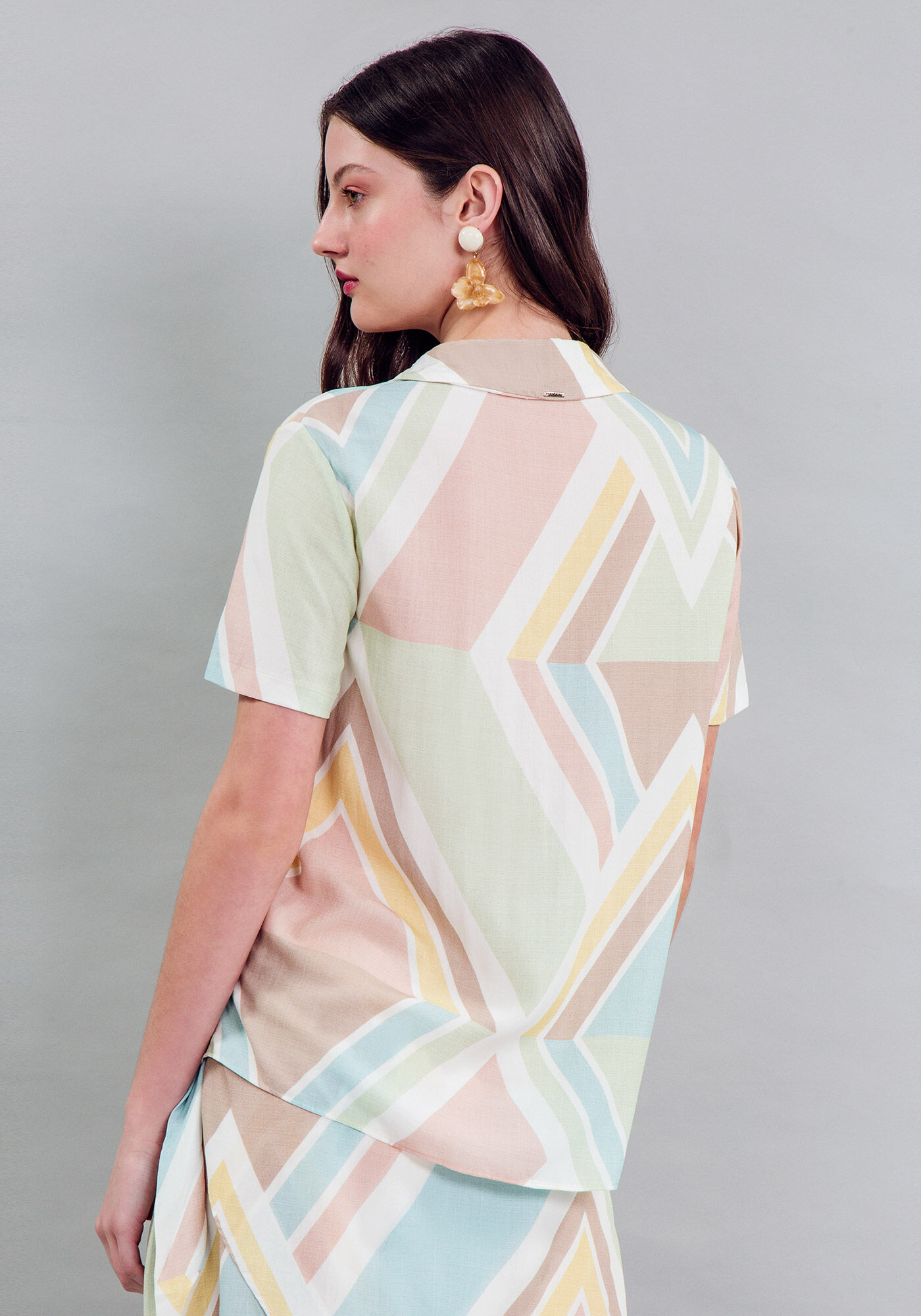 Camisa Tecido Rayon Bali Manga Curta, , large.