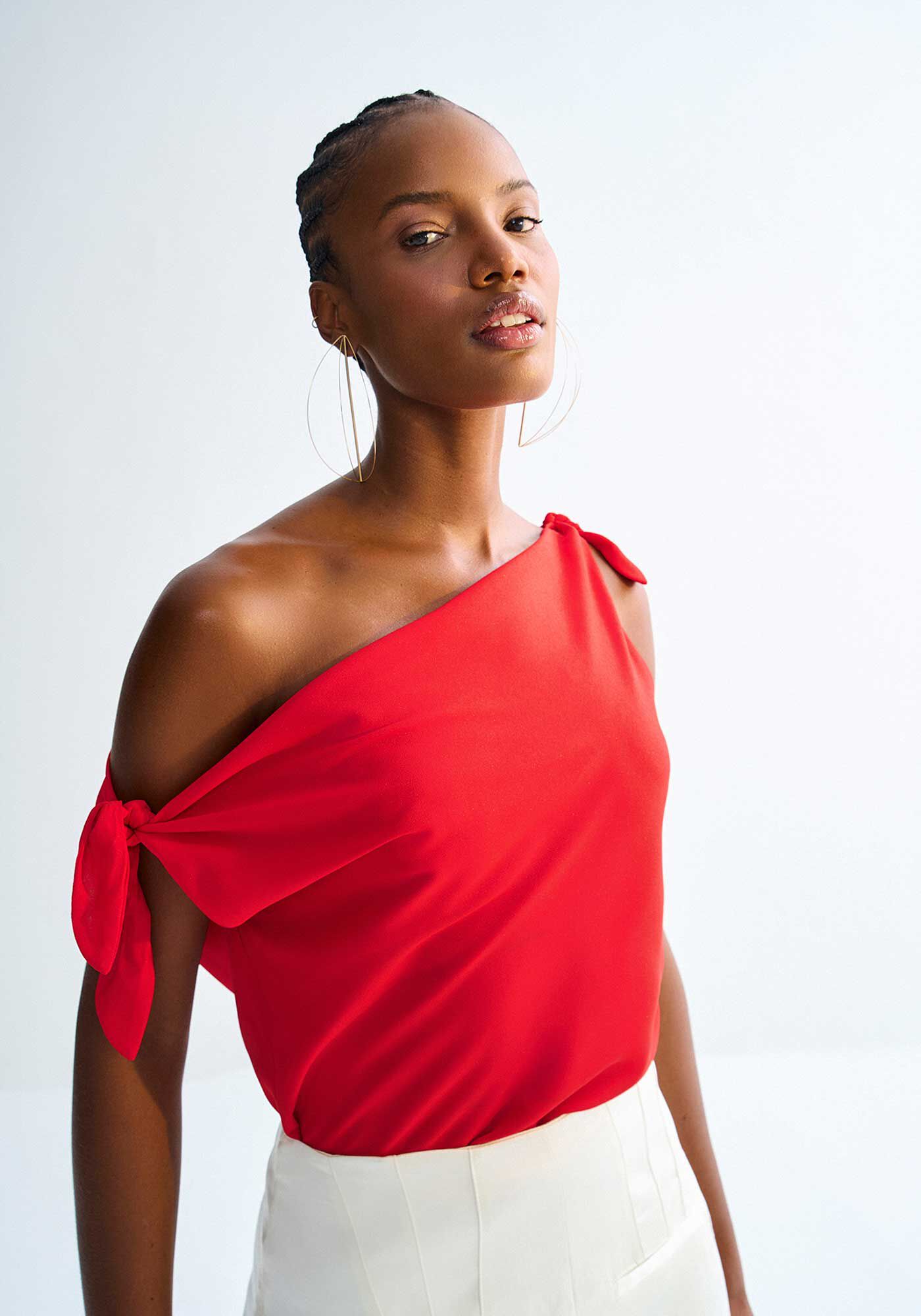 Blusa em Chiffon com Amarra&ccedil;&atilde;o Al&ccedil;as, , large.