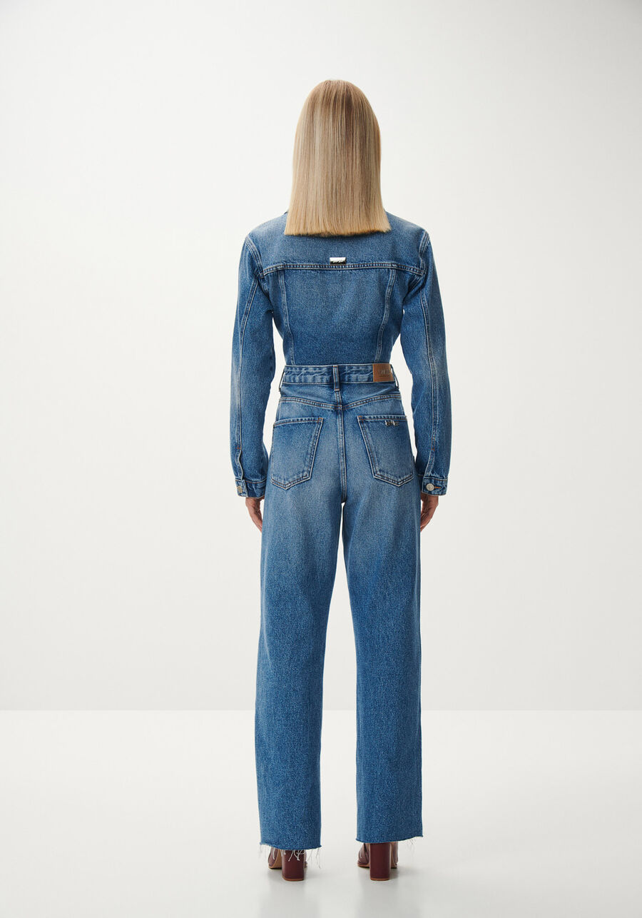 Calça Jeans Reta Super Alta com Bordado Flores, . Calça Jeans Reta Super Alta com Bordado Flores, , large.