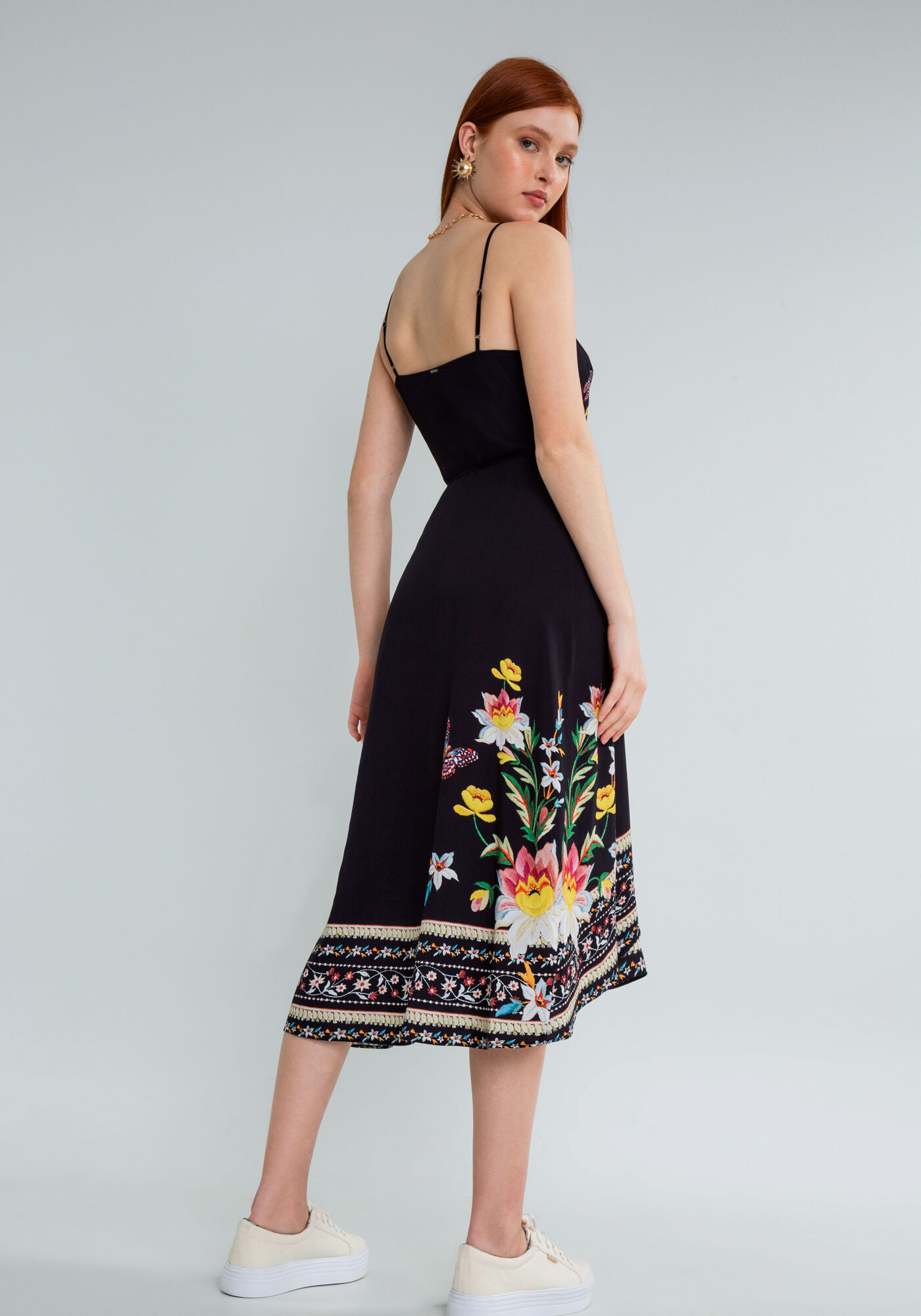 Vestido M&iacute;di Transpassado Estampa, NOSTALGIA, large.