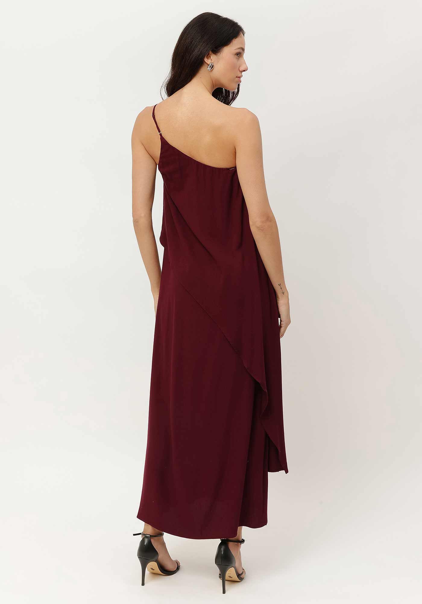 Vestido Midi Ombro S&oacute; em Crepe com Babado, , large.