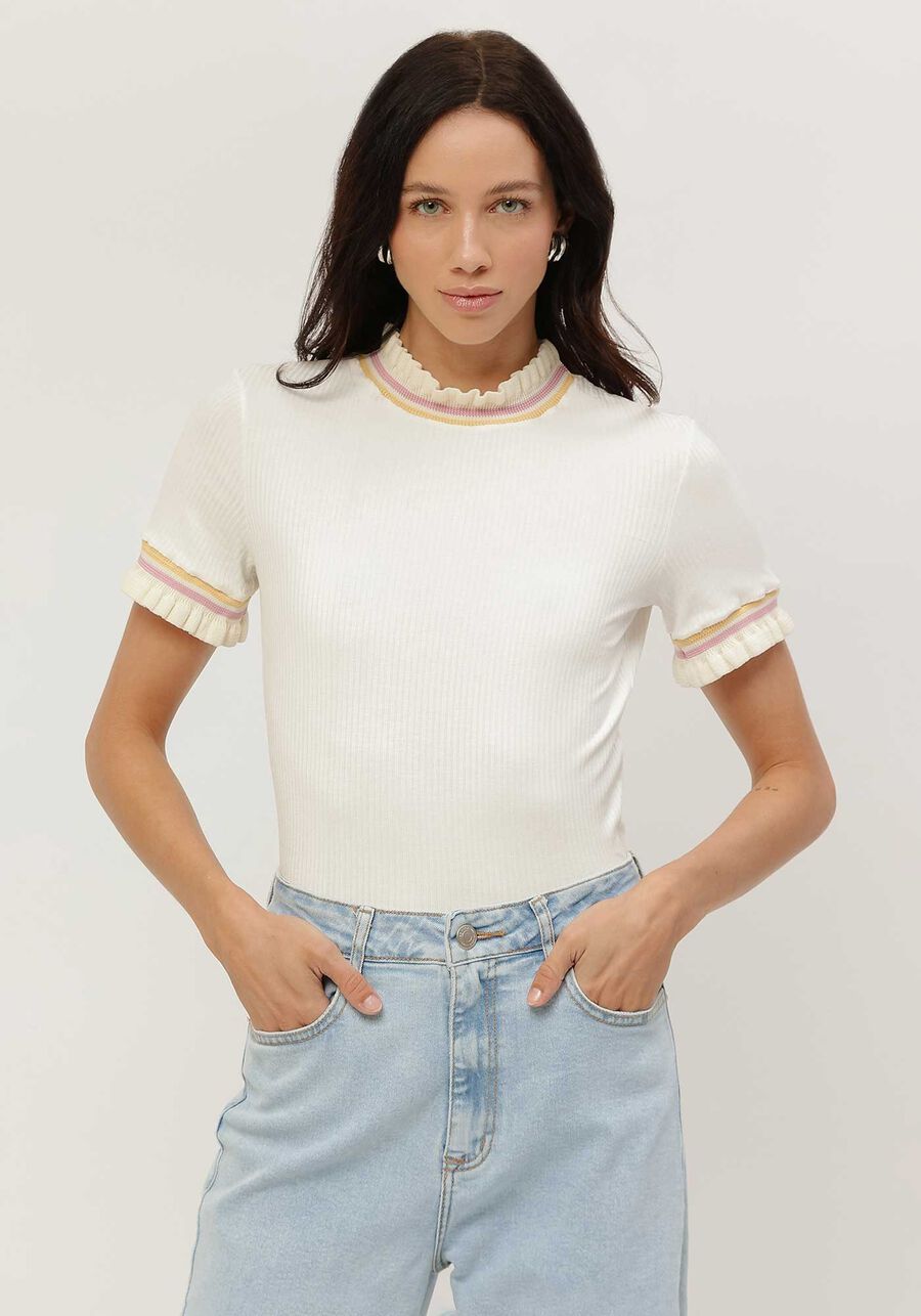 Blusa Canelada com Gola Alta Retilínea, . Blusa Canelada com Gola Alta Retilínea, , large.