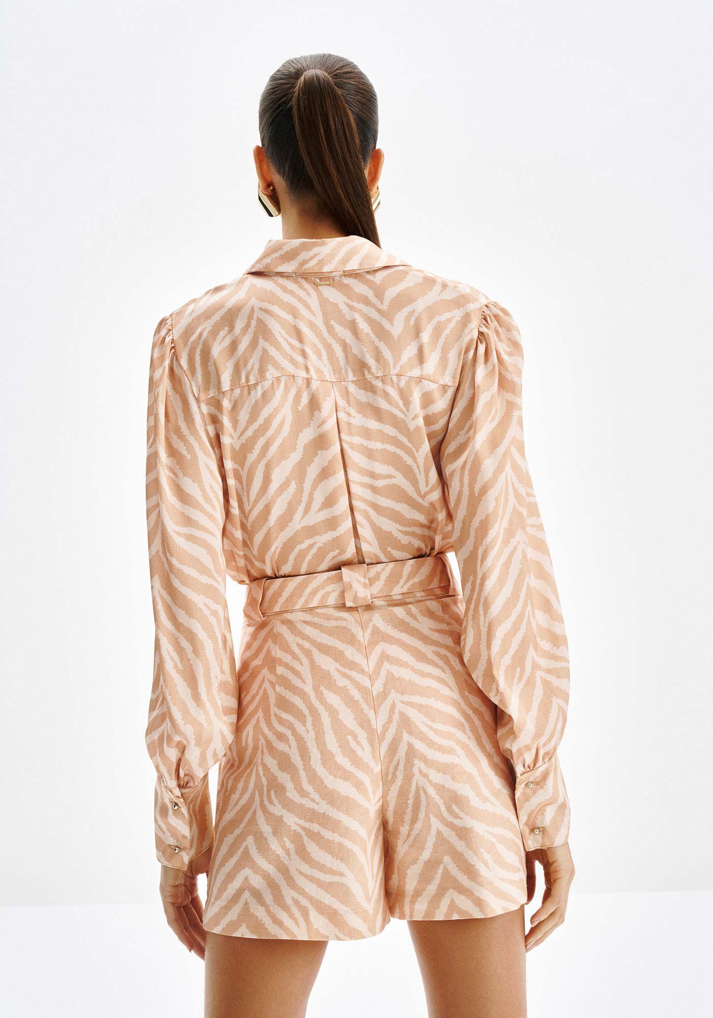 Shorts Alfaiataria Estampado em Linho, , large.