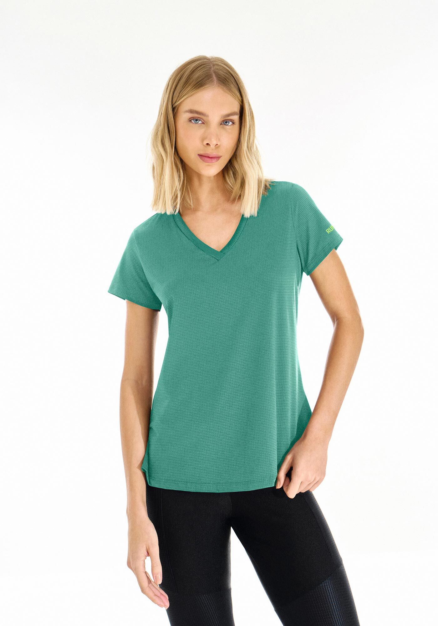 Blusa Decote V Texturizada MOVE Fitness, VERDE LODEN FROST, large.