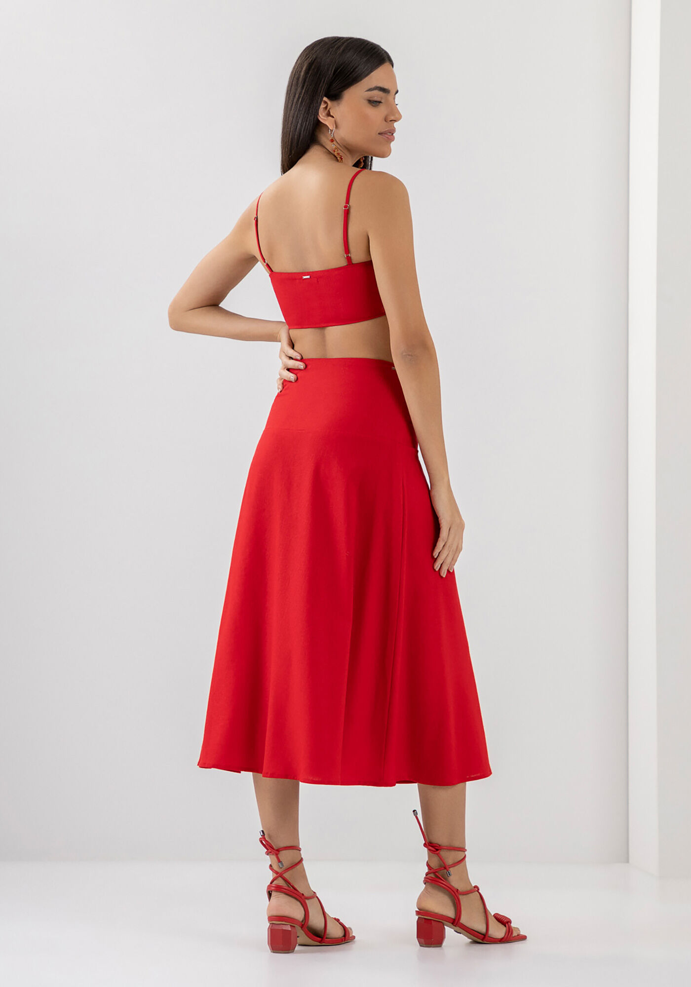 Saia clearance midi vermelha