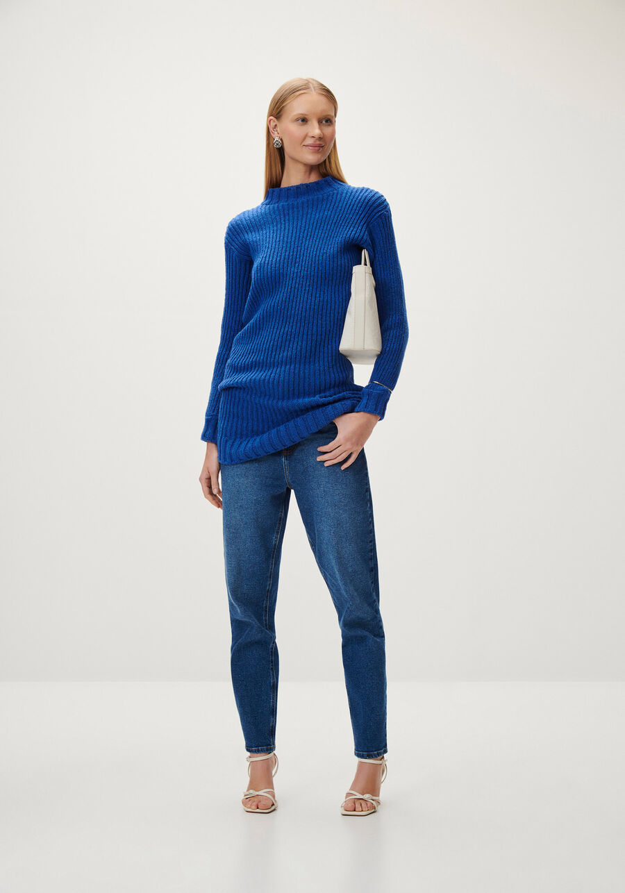 Calça Jeans Mom Cropped com Elasticidade, . Calça Jeans Mom Cropped com Elasticidade, , large.