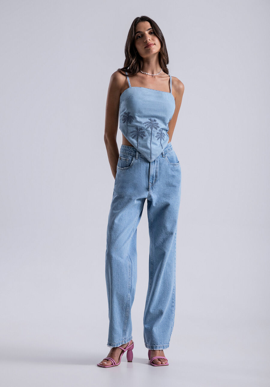 Calça Jeans Wide Leg com Cintura Baixa, . Calça Jeans Wide Leg com Cintura Baixa, , large.