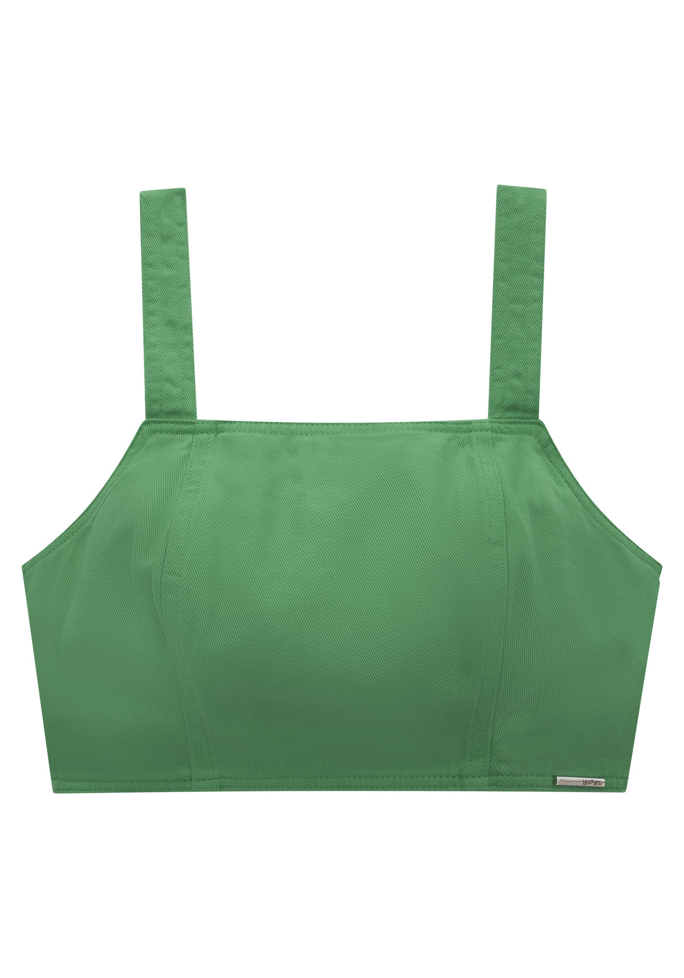 Blusa Sarja Cropped com Decote Reto, , large.