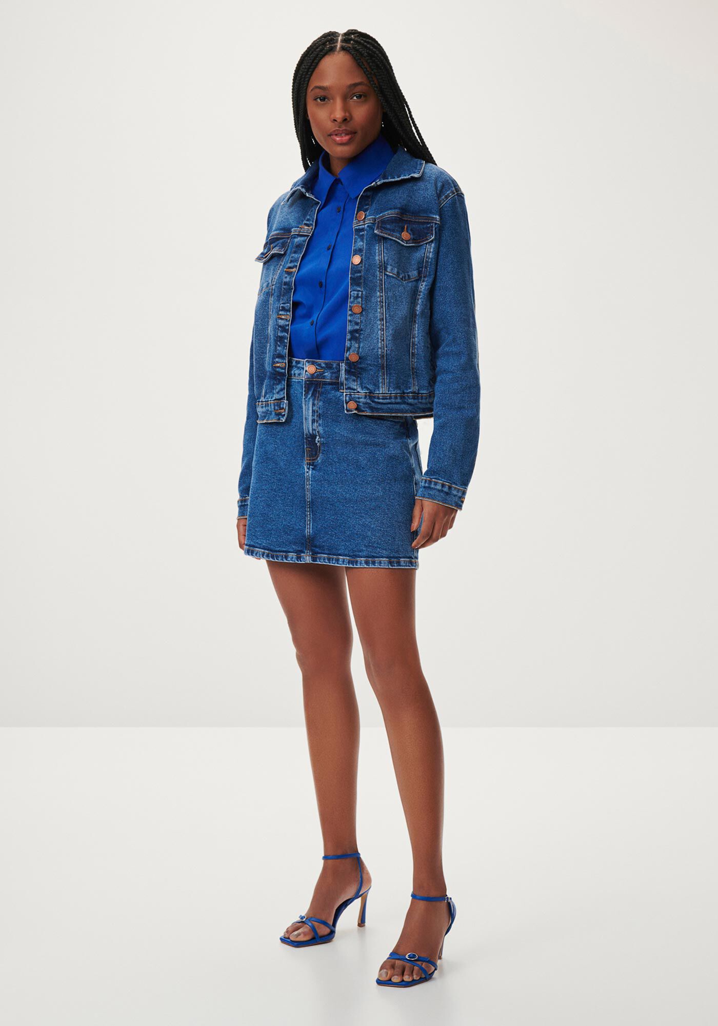 Jaqueta jeans shop manga longa