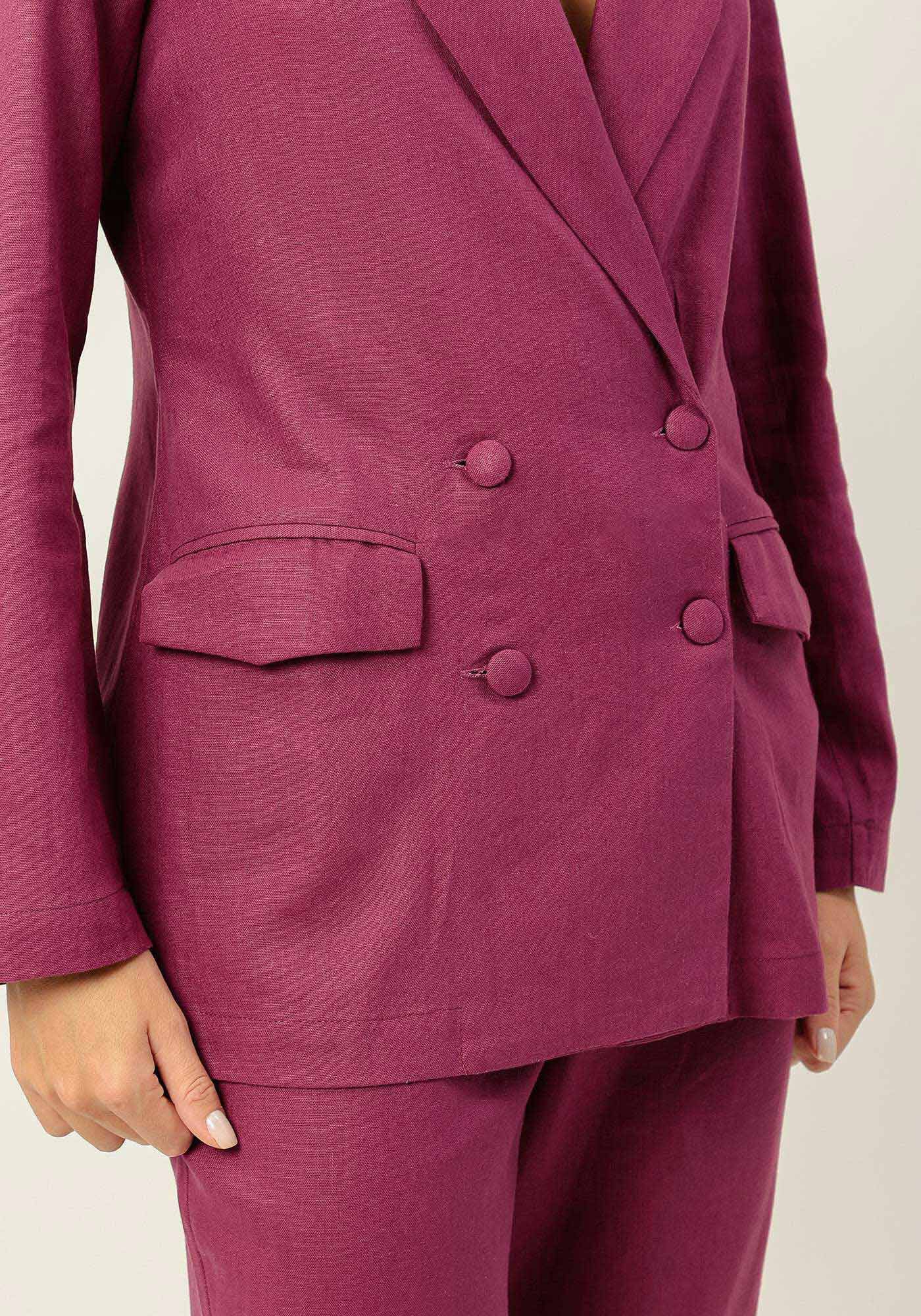 Blazer em Linho com Abotoamento Duplo, , large.