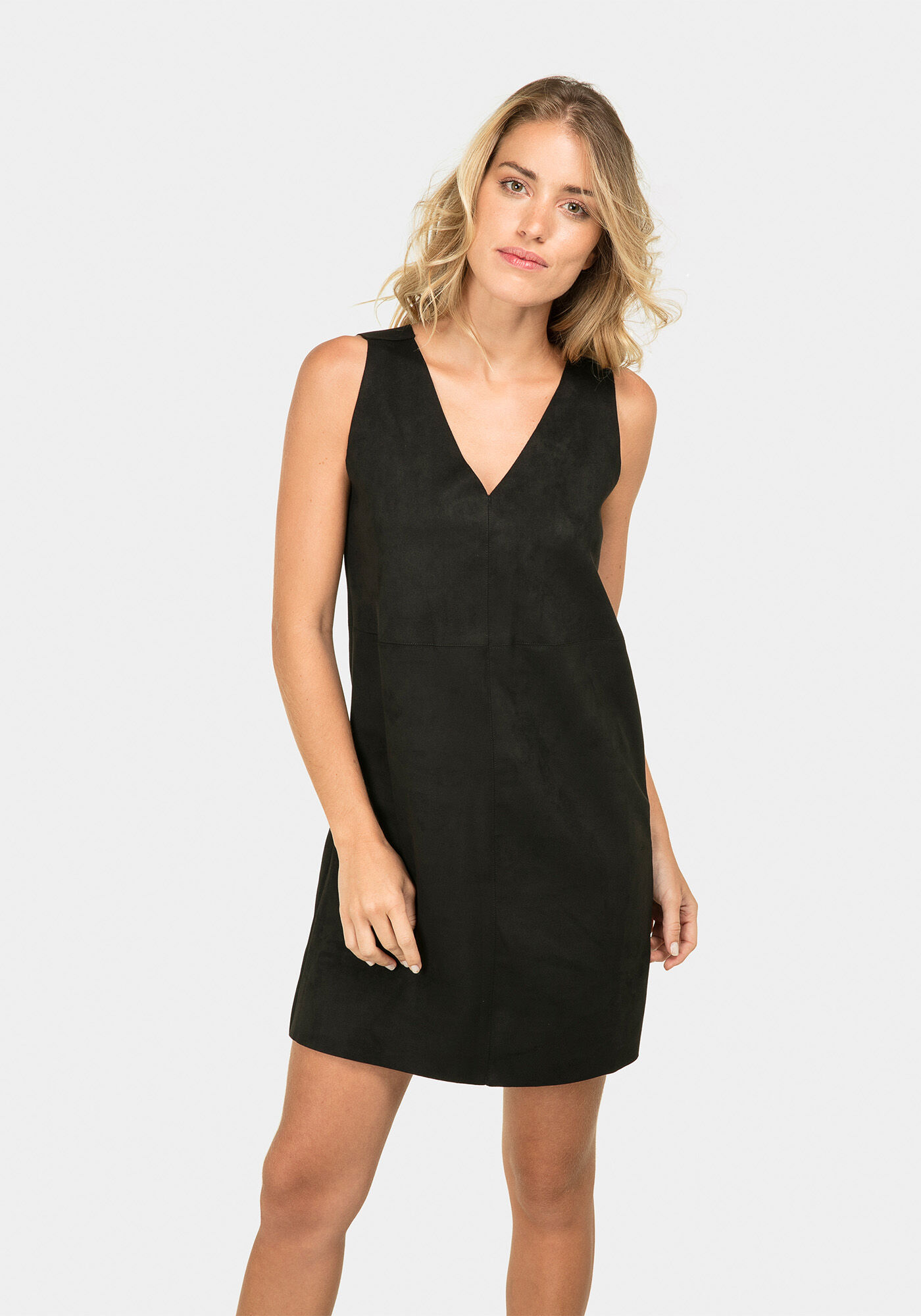 Vestido Reto Decote V Tecido, , large.