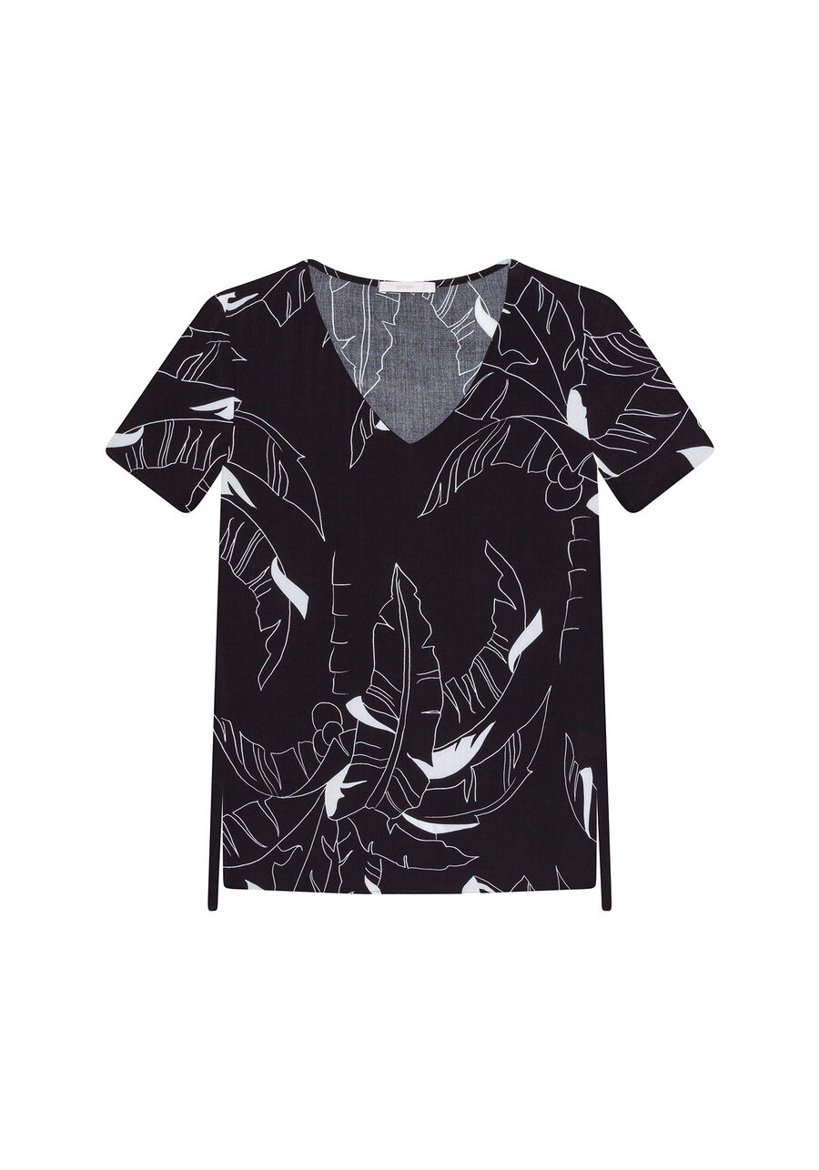 Blusa Estampada Decote V, . Blusa Estampada Decote V, , large.