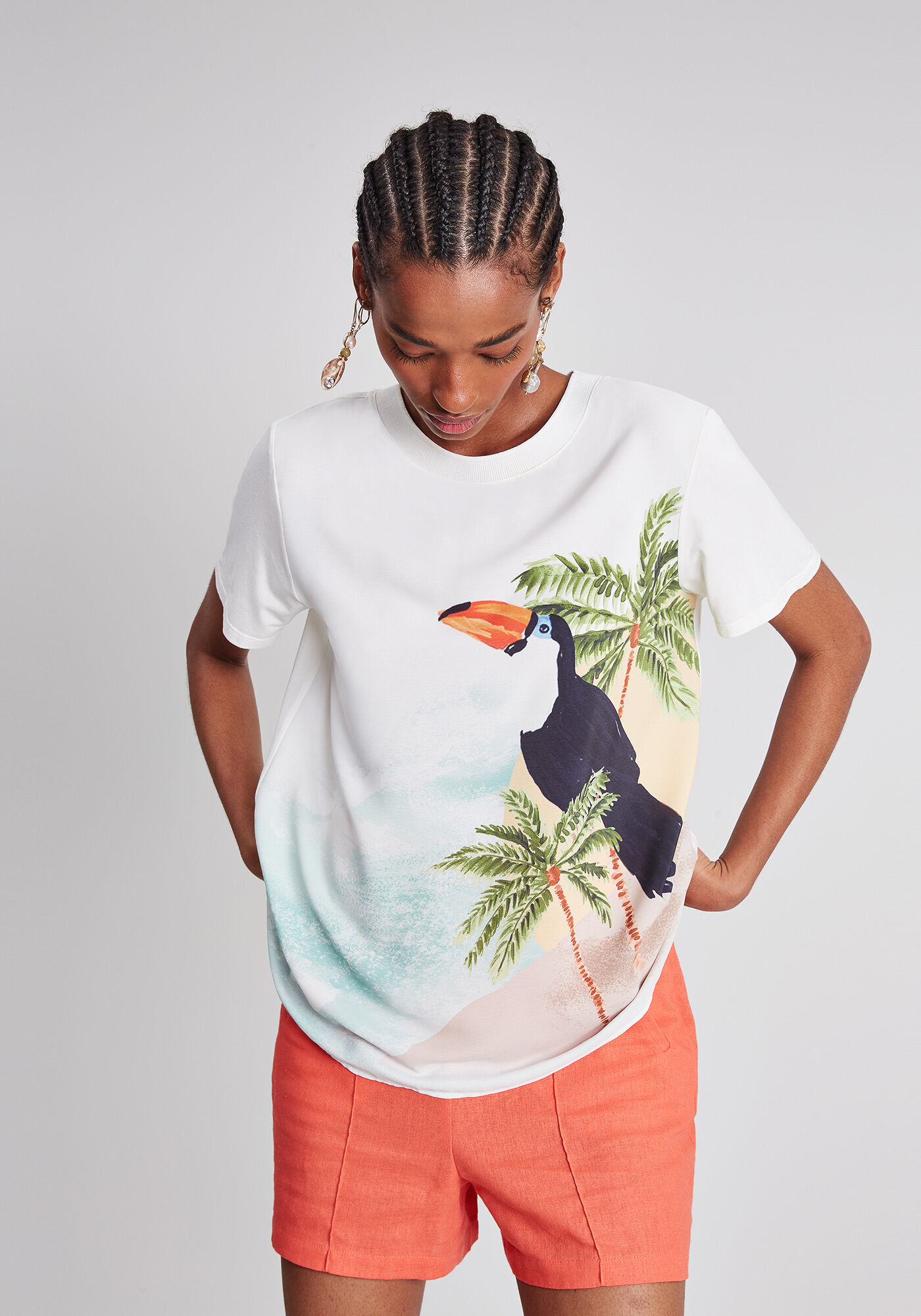 Blusa Manga Curta Estampa, , large.