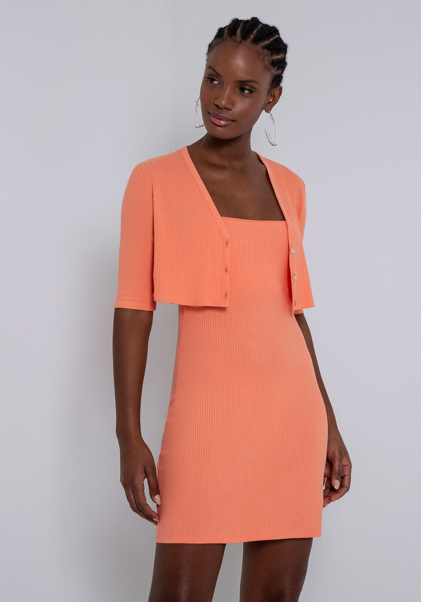 Vestido longo com hotsell cropped por cima
