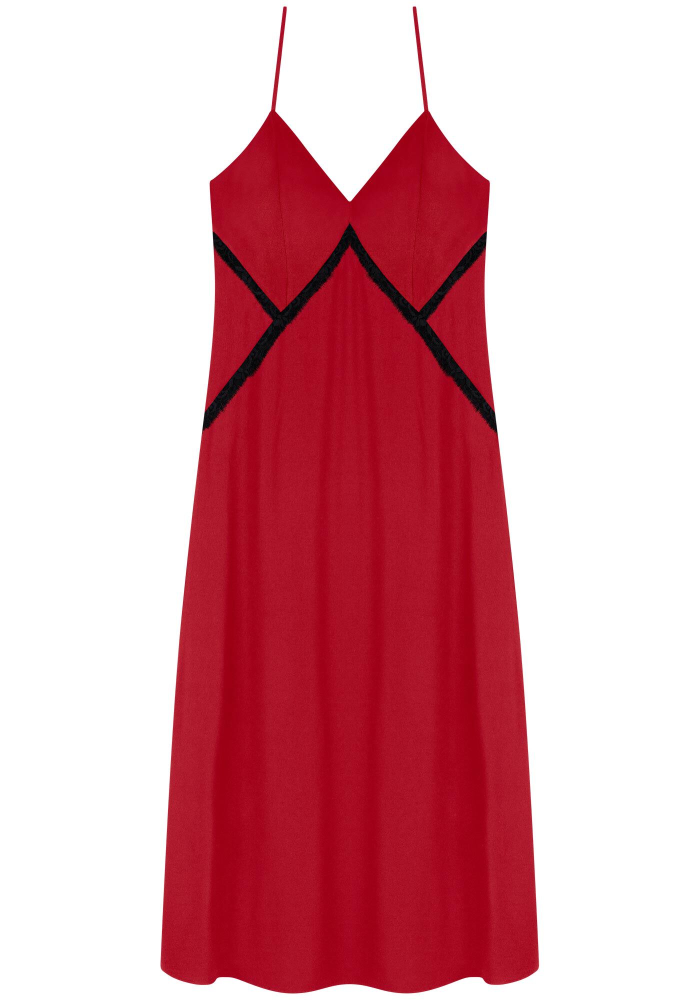 Vestido Midi Ch&aacute; De Al&ccedil;as Em Viscose Com Detalhes Frontais, , large.