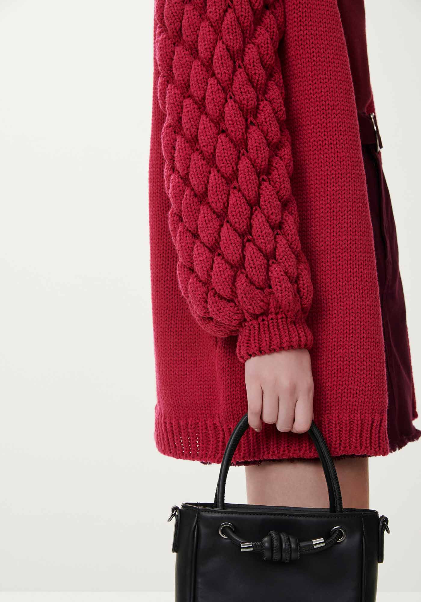 Cardigan Alongado em Tric&ocirc; com Textura Mangas, , large.