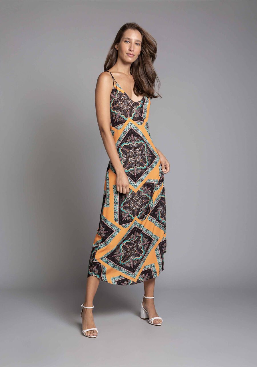 Vestido com Alças Mídi Estampa, . Vestido com Alças Mídi Estampa, , large.