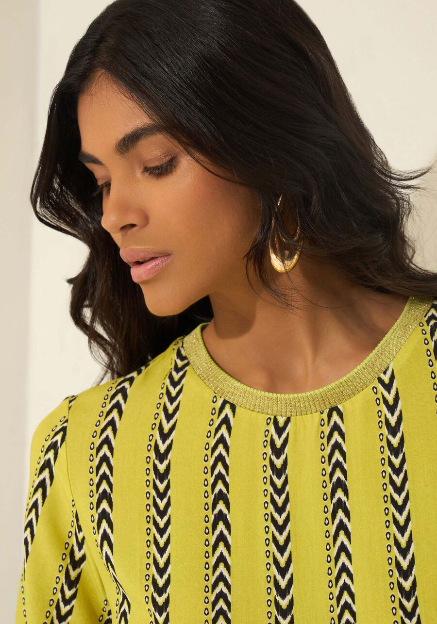 Blusa De Mangas Curtas Estampada Em Viscose Responsável, VIELAS VERDE. Blusa De Mangas Curtas Estampada Em Viscose Responsável, VIELAS VERDE, large.