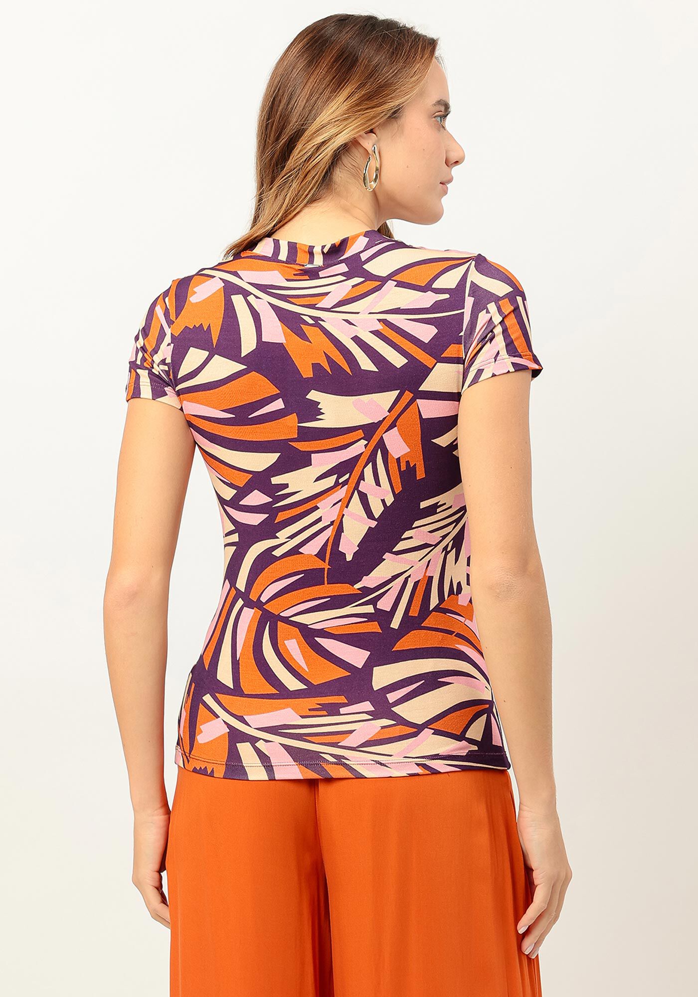 Blusa Estampada em Malha Viscose com Gola, , large.