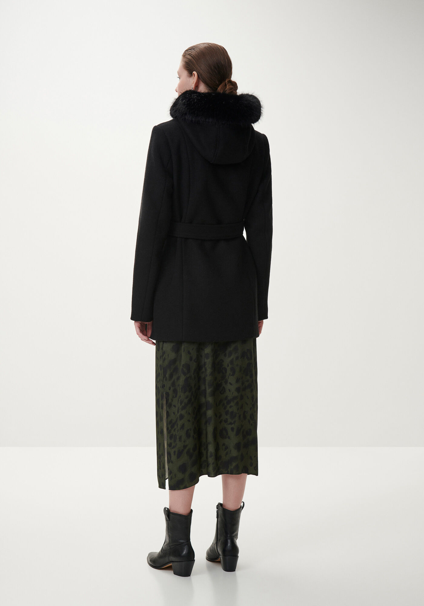 Sobretudo em L&atilde; Batida com Capuz e Cinto, , large.