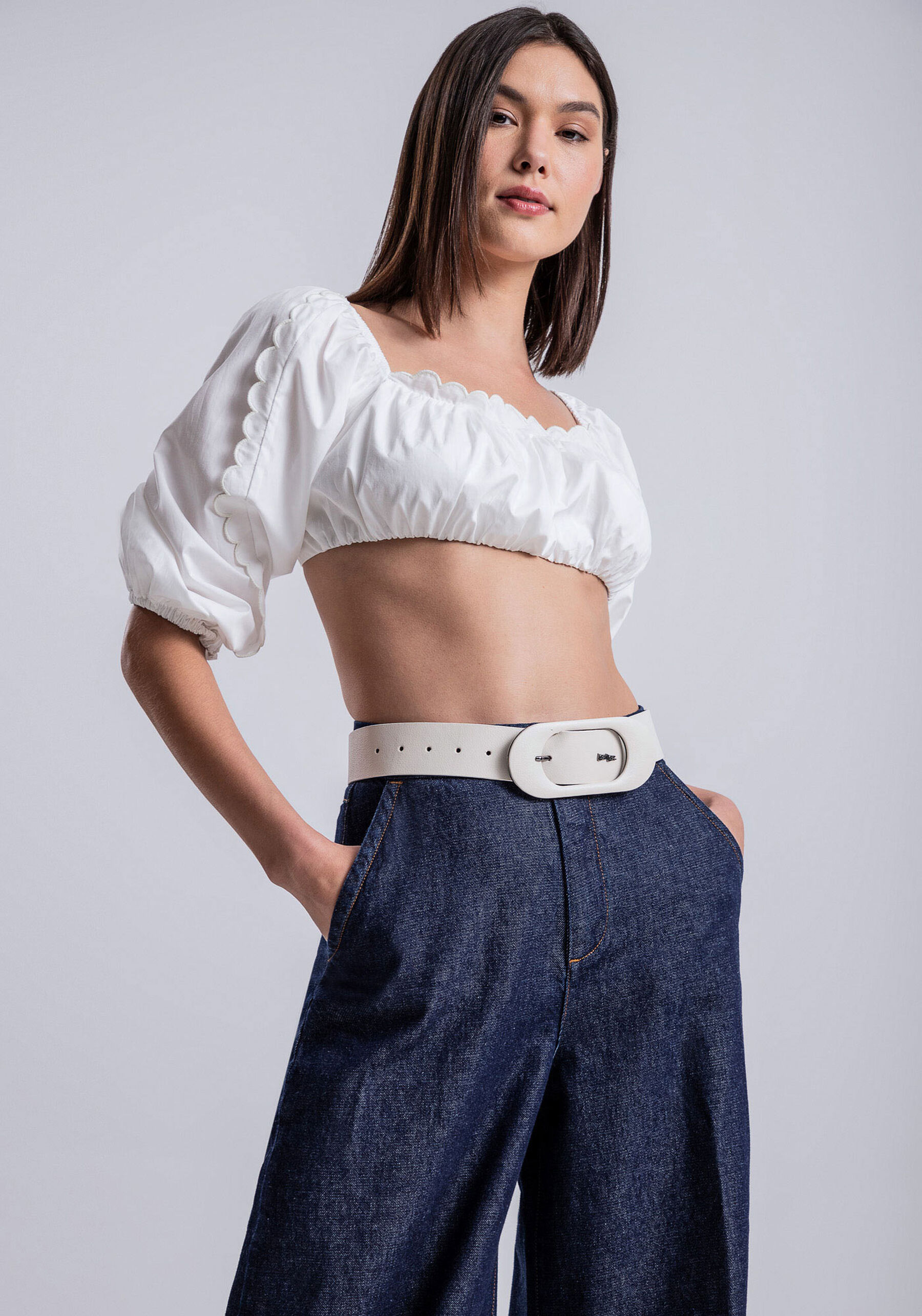 Calça Jeans Pantalona Cintura Super Alta, JEANS. Calça Jeans Pantalona Cintura Super Alta, JEANS, large.