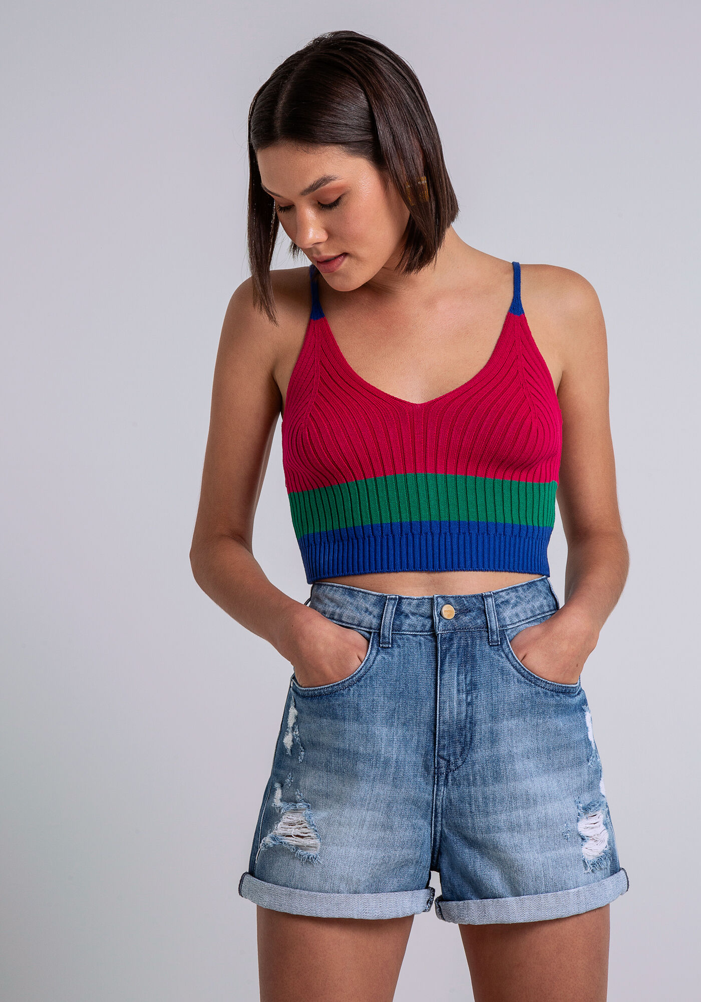 Shorts Jeans Mom com Cintura Alta, , large.