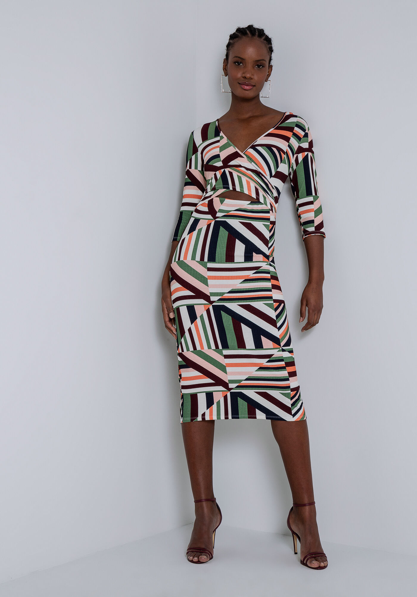 Vestido malha shop canelada cinza