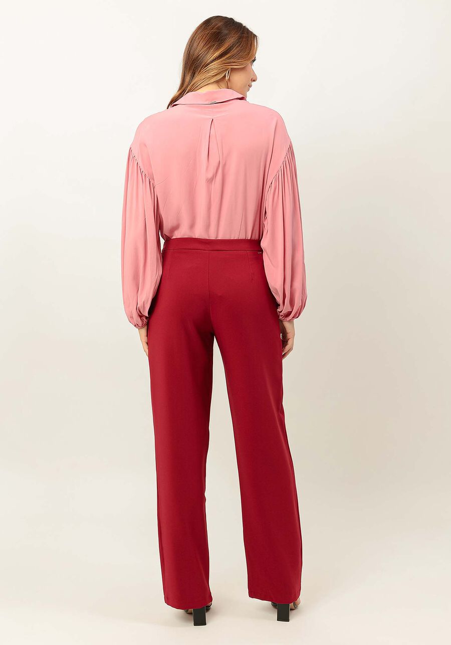 Calça Reta Alfaiataria Slim com Cintura Média, BORDO KIR ROYALLE. Calça Reta Alfaiataria Slim com Cintura Média, BORDO KIR ROYALLE, large.