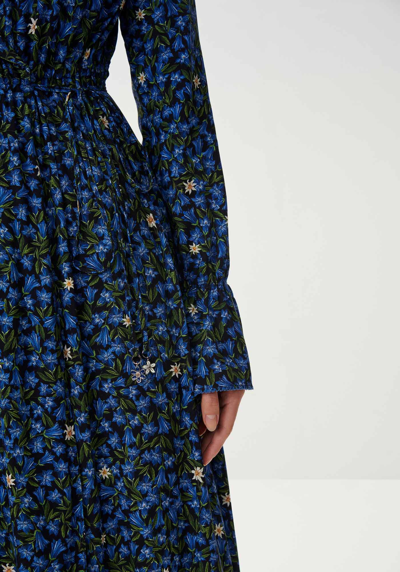 Vestido Midi Manga Longa Estampado Transpassado, , large.