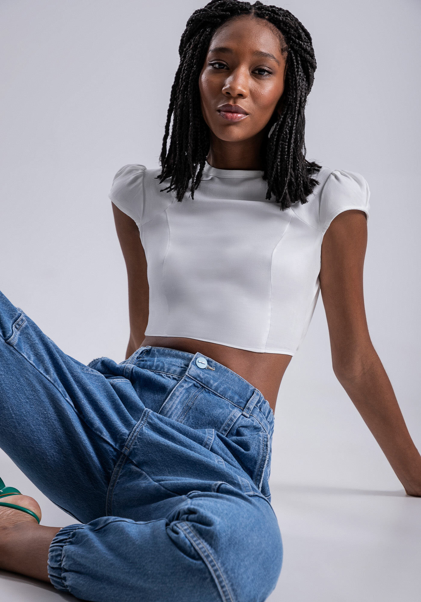 Cal&ccedil;a Jeans Jogging com Pespontos, JEANS, large.