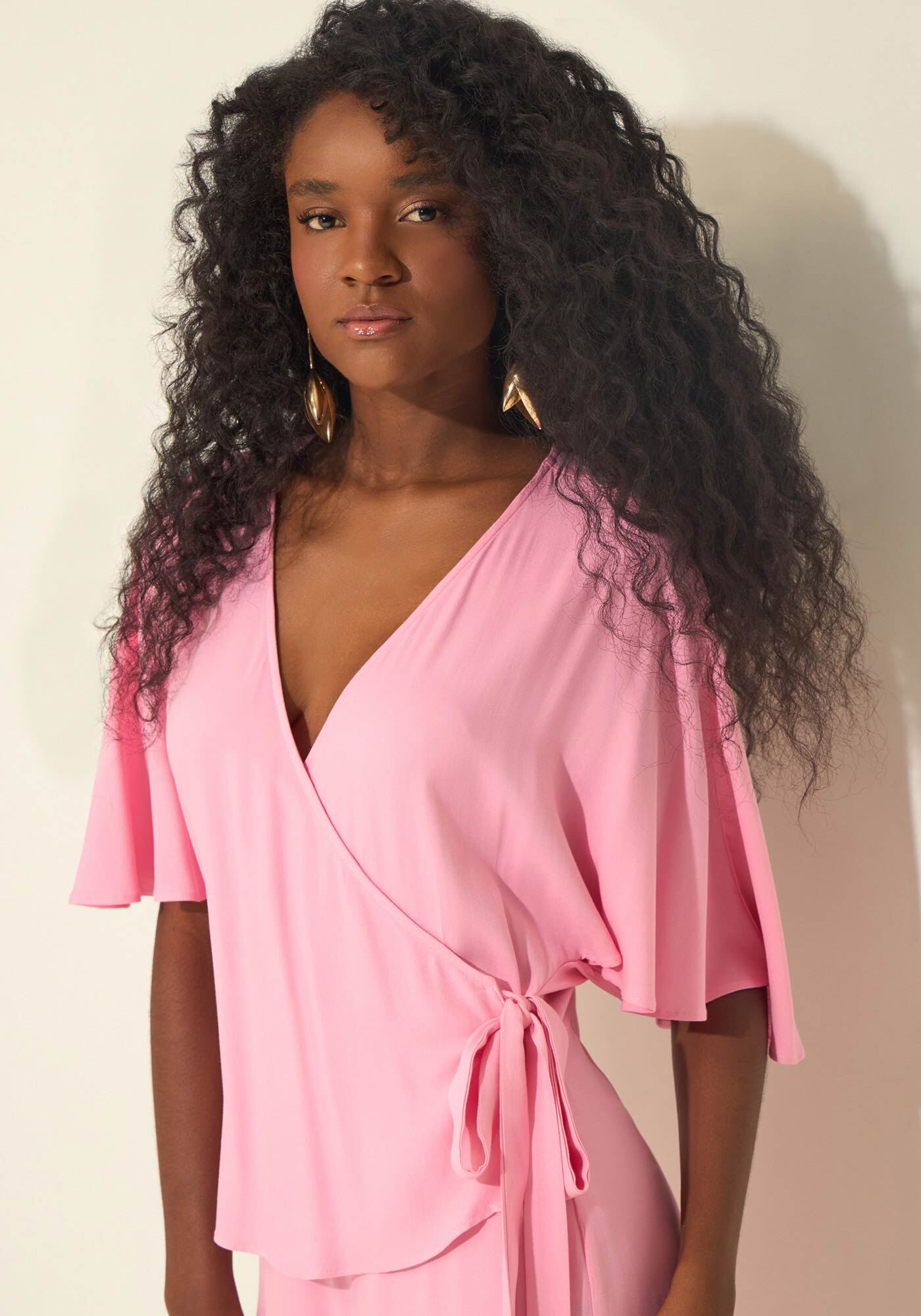 Macac&atilde;o Longo Transpassado Com Amarra&ccedil;&atilde;o E Estampas, ROSA AGATE, large.