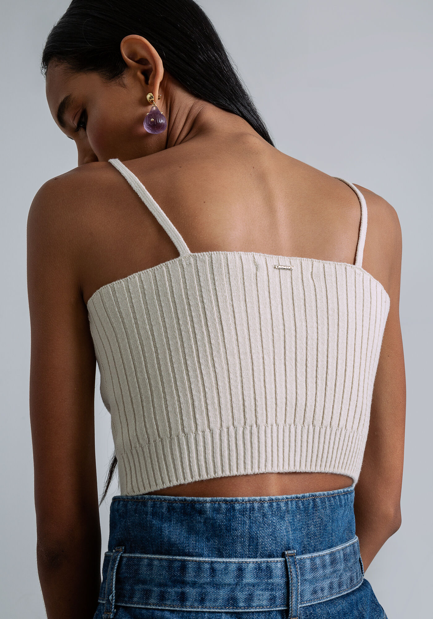 Blusa com Al&ccedil;as Cropped Tric&ocirc;, , large.