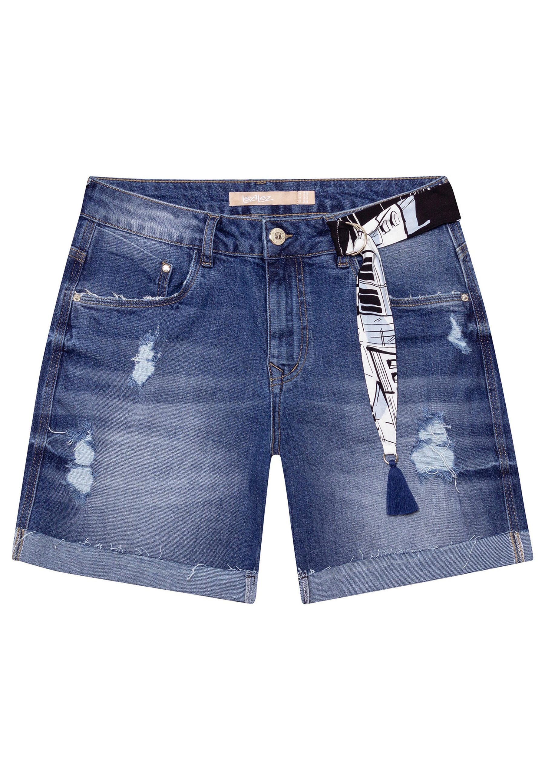 Bermuda Jeans Boyfriend Venice Lenço, JEANS. Bermuda Jeans Boyfriend Venice Lenço, JEANS, large.
