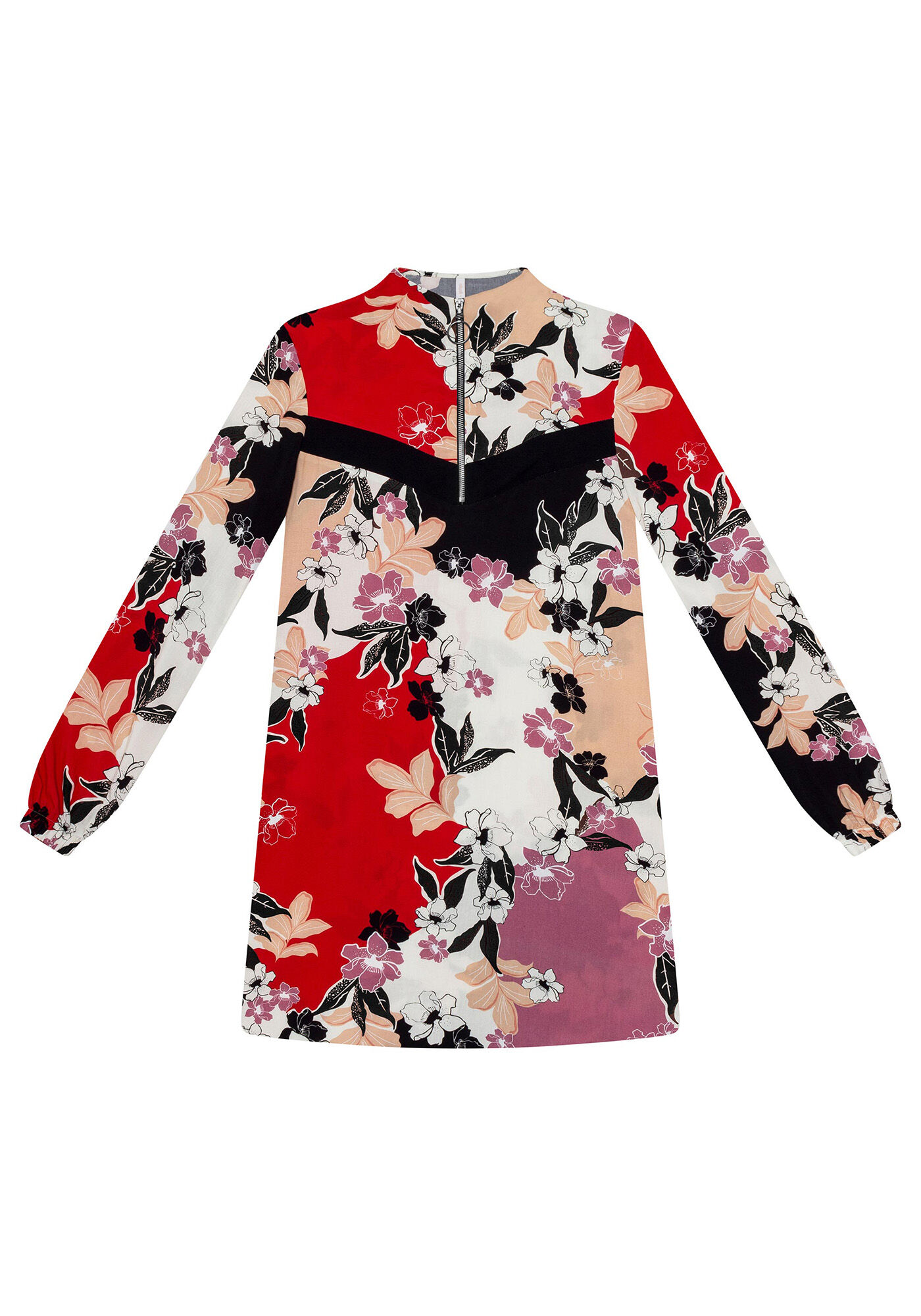 Vestido Gola Alta Z&iacute;per Estampa, , large.